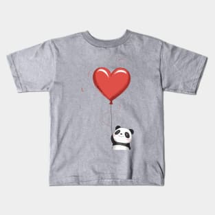 Cute Panda Holding A Heart Shaped Balloon Kids T-Shirt